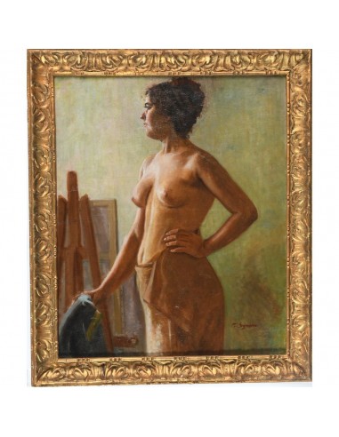 SYNAVE Tancrede. (1860-1936). « Modèle posant ». Toile signée. H.65 L.54.