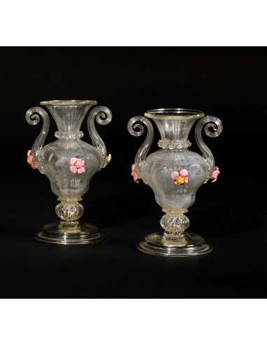 PAIRE DE VASES EN VERRE DE VENISE XVIIIème