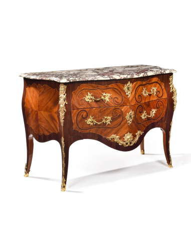 Elegante Commode Sauteuse Epoque Louis XV Estampillée Erstet Jean Ulrich