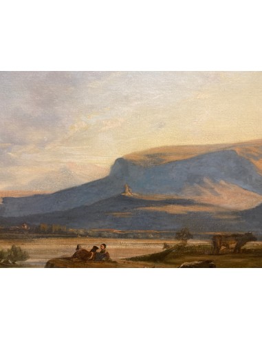 Auguste-François LIEVRE Paysage aux vaches HST signée et datée 1854