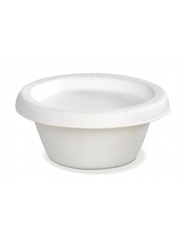 Pots à sauce 60 ml en bagasse avec couvercle (500 unités)