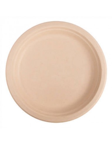 ASSIETTES 'BIONIC' Ø 23x2 CM NATUREL BAGASSE (1000 UNITÉ)