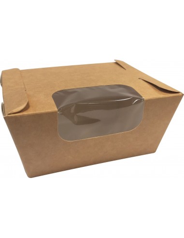 Boîtes repas biopack fenêtrée 750ml carton brun (450 unités)