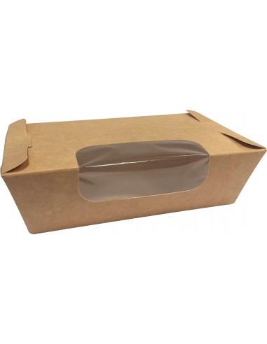 Boîtes repas biopack fenêtrée 1000ml carton brun (300 unités)