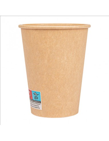 GOBELETS BOISSONS CHAUDES 1 PAROI 360 ML 300 + 18 PE G/M2 Ø9/6x11 CM MARRON CARTON (1000 UNITÉS) - REF. 233.01